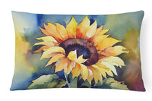 Load image into Gallery viewer, Sunflowers in Watercolor Fabric Decorative Pillow