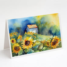 Load image into Gallery viewer, Sunflowers in Watercolor Greeting Cards -  Blank Note Cards – 8-Pack of Artist-Designed Cards with Envelopes