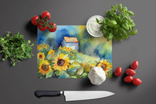 Load image into Gallery viewer, Sunflowers in Watercolor Glass Cutting Boards – Durable, Decorative Kitchen Art Large