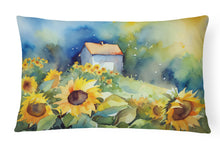Load image into Gallery viewer, Sunflowers in Watercolor Fabric Decorative Pillow