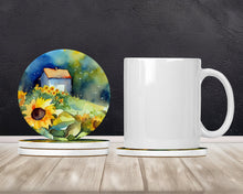 Load image into Gallery viewer, Sunflowers in Watercolor Large Sandstone Coasters Pack of 4