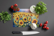 Load image into Gallery viewer, Sunflowers in Watercolor Glass Cutting Boards – Durable, Decorative Kitchen Art Large