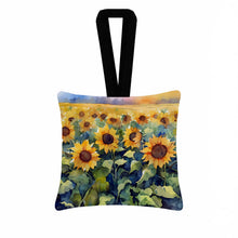 Load image into Gallery viewer, Sunflowers in Watercolor Hanging Square Fabric Ornament 3.5 × 3.5
