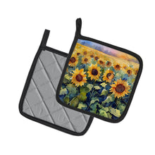 Load image into Gallery viewer, Sunflowers in Watercolor Pot Holders - Set of 2 Decorative Kitchen Helpers | Made in the USA