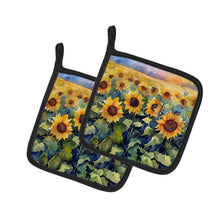 Load image into Gallery viewer, Sunflowers in Watercolor Pot Holders - Set of 2 Decorative Kitchen Helpers | Made in the USA