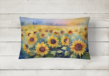 Load image into Gallery viewer, Sunflowers in Watercolor Fabric Decorative Pillow