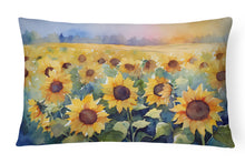 Load image into Gallery viewer, Sunflowers in Watercolor Fabric Decorative Pillow