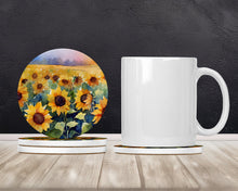 Load image into Gallery viewer, Sunflowers in Watercolor Large Sandstone Coasters Pack of 4