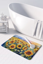 Load image into Gallery viewer, Sunflowers in Watercolor Memory Foam Kitchen Mat