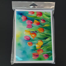 Load image into Gallery viewer, Tulips in Watercolor Greeting Cards -  Blank Note Cards – 8-Pack of Artist-Designed Cards with Envelopes