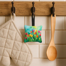 Load image into Gallery viewer, Tulips in Watercolor Hanging Square Fabric Ornament 3.5 × 3.5