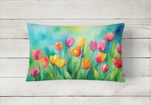 Load image into Gallery viewer, Tulips in Watercolor Fabric Decorative Pillow
