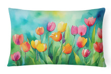 Load image into Gallery viewer, Tulips in Watercolor Fabric Decorative Pillow