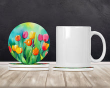 Load image into Gallery viewer, Tulips in Watercolor Large Sandstone Coasters Pack of 4