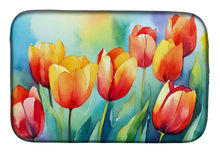 Load image into Gallery viewer, Tulips in Watercolor Dish Drying Mat