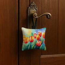Load image into Gallery viewer, Tulips in Watercolor Hanging Square Fabric Ornament 3.5 × 3.5