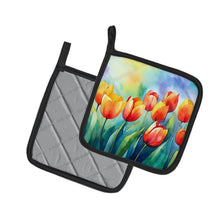 Load image into Gallery viewer, Tulips in Watercolor Pot Holders - Set of 2 Decorative Kitchen Helpers | Made in the USA