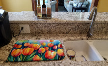 Load image into Gallery viewer, Tulips in Watercolor Dish Drying Mat