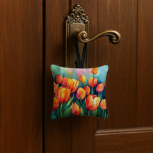Load image into Gallery viewer, Tulips in Watercolor Hanging Square Fabric Ornament 3.5 × 3.5