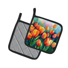 Load image into Gallery viewer, Tulips in Watercolor Pot Holders - Set of 2 Decorative Kitchen Helpers | Made in the USA