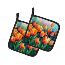 Load image into Gallery viewer, Tulips in Watercolor Pot Holders - Set of 2 Decorative Kitchen Helpers | Made in the USA