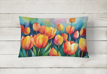 Load image into Gallery viewer, Tulips in Watercolor Fabric Decorative Pillow