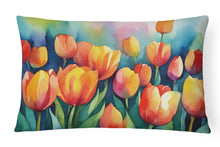 Load image into Gallery viewer, Tulips in Watercolor Fabric Decorative Pillow