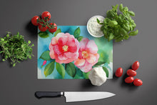 Load image into Gallery viewer, Alabama Camellia in Watercolor Glass Cutting Boards – Durable, Decorative Kitchen Art Large