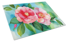 Load image into Gallery viewer, Alabama Camellia in Watercolor Glass Cutting Boards – Durable, Decorative Kitchen Art Large
