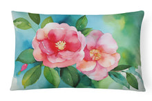 Load image into Gallery viewer, Alabama Camellia in Watercolor Fabric Decorative Pillow