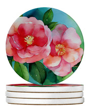 Load image into Gallery viewer, Alabama Camellia in Watercolor Large Sandstone Coasters Pack of 4