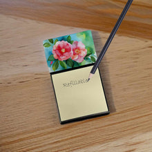 Load image into Gallery viewer, Alabama Camellia in Watercolor Sticky Note Holder- Refiilable Desk Accessory Note Pad