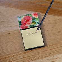 Load image into Gallery viewer, Alabama Camellia in Watercolor Sticky Note Holder- Refiilable Desk Accessory Note Pad