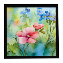 Load image into Gallery viewer, Alaska Forget-me-nots in Watercolor Framed Metal Print