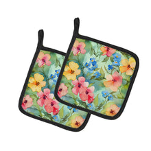 Load image into Gallery viewer, Alaska Forget-me-nots in Watercolor Pair of Pot Holders