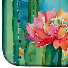 Load image into Gallery viewer, Arizona Saguaro Cactus Blossom in Watercolor Dish Drying Mat