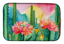 Load image into Gallery viewer, Arizona Saguaro Cactus Blossom in Watercolor Dish Drying Mat