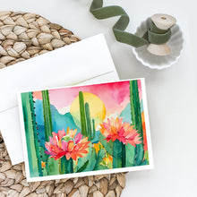 Load image into Gallery viewer, Arizona Saguaro Cactus Blossom in Watercolor Greeting Cards -  Blank Note Cards – 8-Pack of Artist-Designed Cards with Envelopes