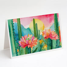 Load image into Gallery viewer, Arizona Saguaro Cactus Blossom in Watercolor Greeting Cards -  Blank Note Cards – 8-Pack of Artist-Designed Cards with Envelopes