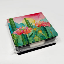 Load image into Gallery viewer, Arizona Saguaro Cactus Blossom in Watercolor PU Leather Note Paper Holder