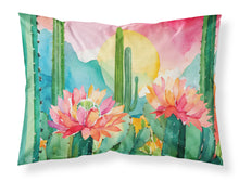 Load image into Gallery viewer, Arizona Saguaro Cactus Blossom in Watercolor Fabric Standard Pillowcase – Artistic Decorative Front, White Back