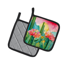 Load image into Gallery viewer, Arizona Saguaro Cactus Blossom in Watercolor Pair of Pot Holders