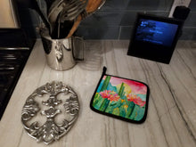 Load image into Gallery viewer, Arizona Saguaro Cactus Blossom in Watercolor Pair of Pot Holders