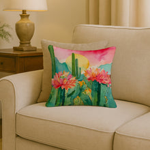 Load image into Gallery viewer, Arizona Saguaro Cactus Blossom in Watercolor Throw Pillow