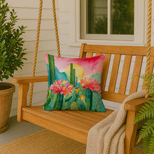 Load image into Gallery viewer, Arizona Saguaro Cactus Blossom in Watercolor Throw Pillow