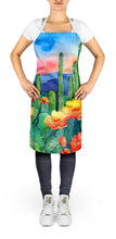 Load image into Gallery viewer, Arizona Saguaro Cactus Blossom in Watercolor Apron – Artist-Designed Kitchen, BBQ &amp; Craft Apron