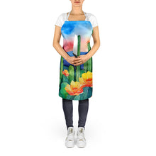 Load image into Gallery viewer, Arizona Saguaro Cactus Blossom in Watercolor Apron – Artist-Designed Kitchen, BBQ &amp; Craft Apron