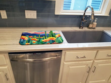 Load image into Gallery viewer, Arizona Saguaro Cactus Blossom in Watercolor Dish Drying Mat