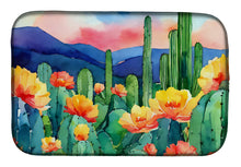 Load image into Gallery viewer, Arizona Saguaro Cactus Blossom in Watercolor Dish Drying Mat