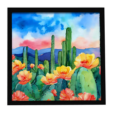 Load image into Gallery viewer, Arizona Saguaro Cactus Blossom in Watercolor Framed Metal Print